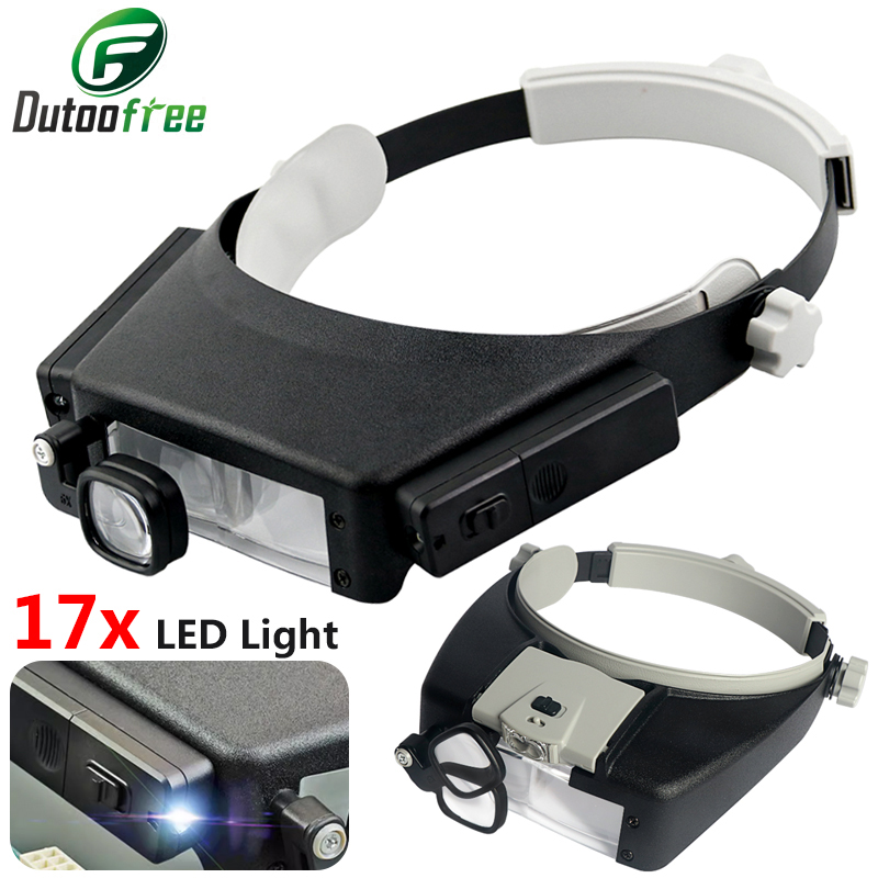 Electronics Repair Glasses - Kaca pembesar bando LED, lampu pembesar