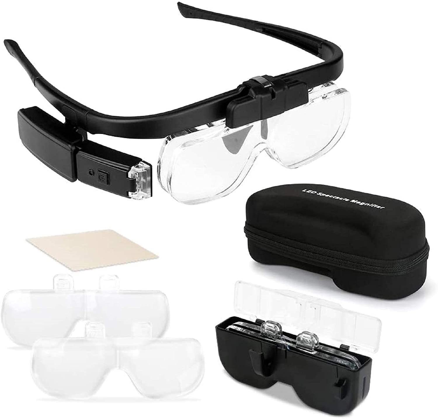 Electronics Repair Glasses - Kaca pembesar layar 1,5x/2X/2,5x/3,5x/4X/4,5x USB isi