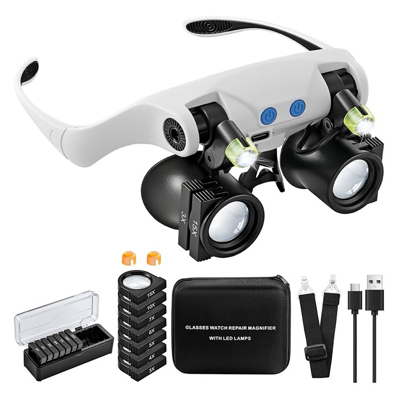 Electronics Repair Glasses - Kacamata Pembesar Cahaya LED ABUP, Pembesar