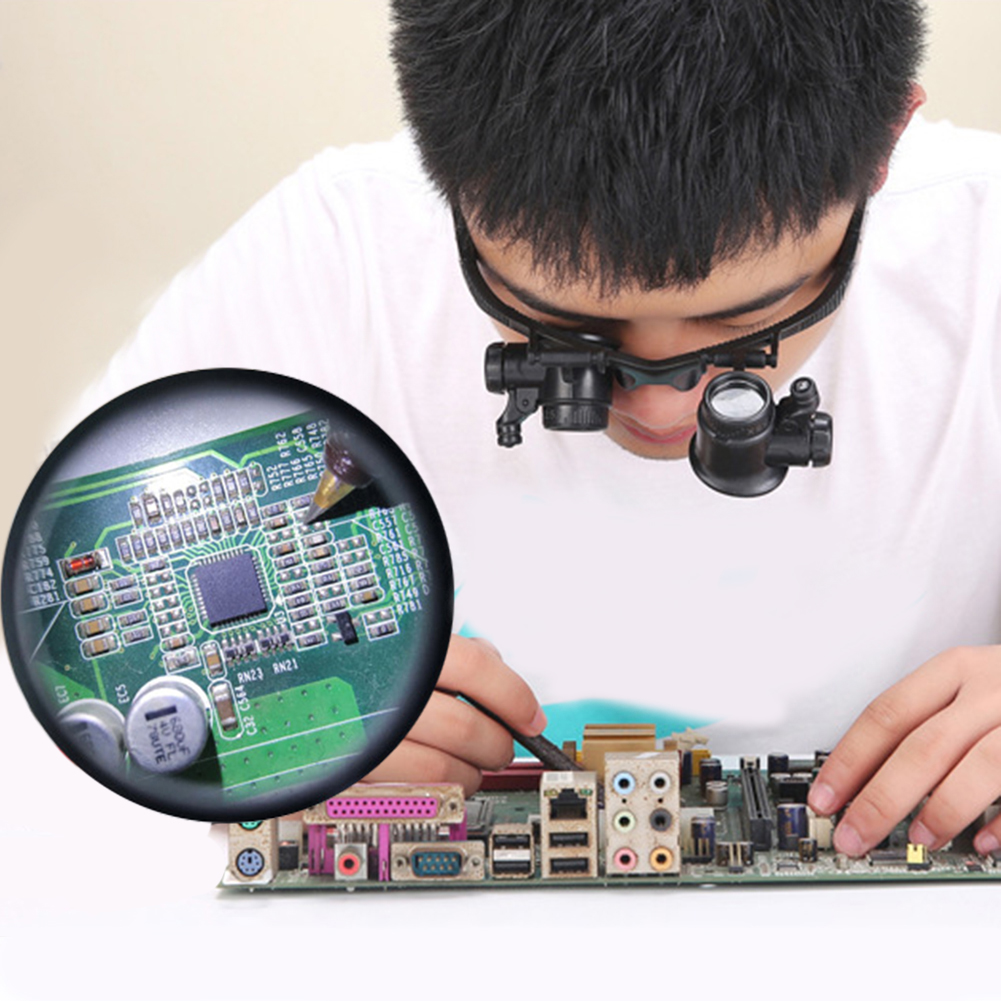 Kacamata Pembesar LED 10X/15X/ - Electronics Repair Glasses ulasan dan harga